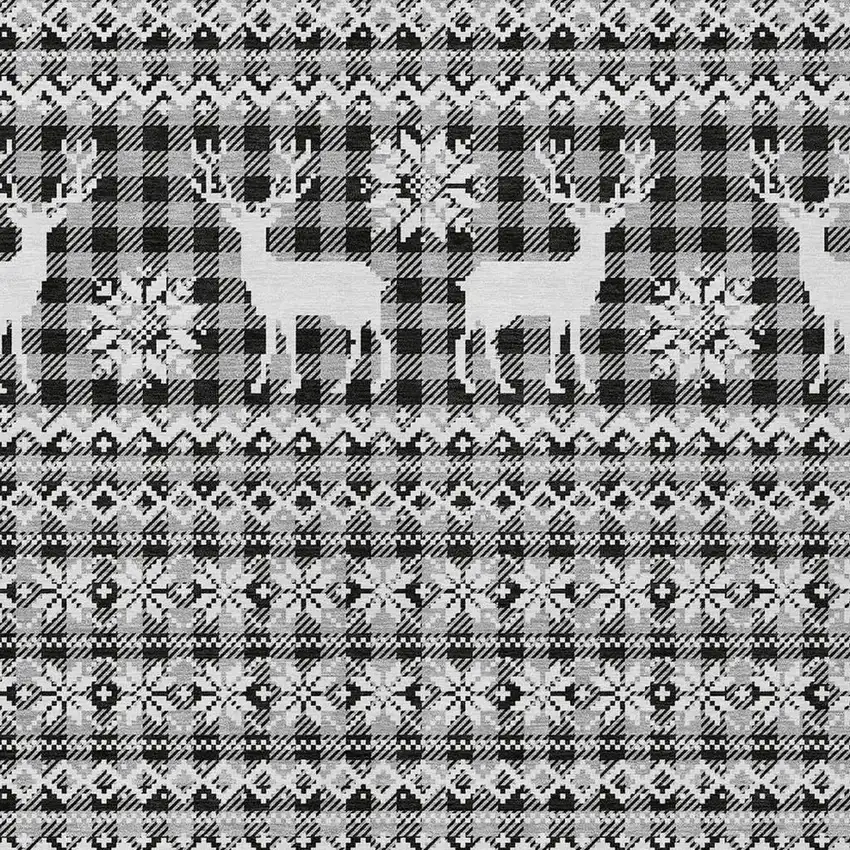 Gray Black And Ivory Animal Print Washable Indoor Outdoor Area Rug Photo 4