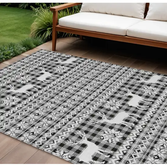 Gray Black And Ivory Animal Print Washable Indoor Outdoor Area Rug Photo 2
