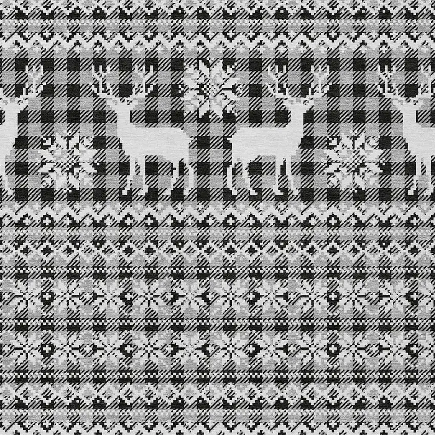 Gray Black And Ivory Animal Print Washable Indoor Outdoor Area Rug Photo 3