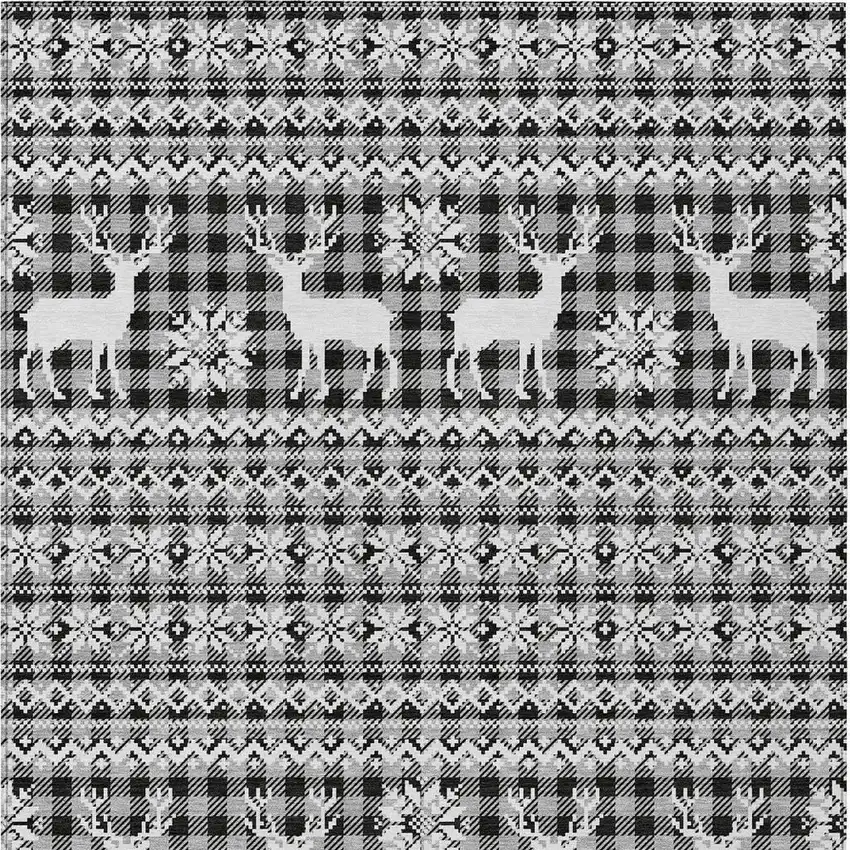 Gray Black And Ivory Animal Print Washable Indoor Outdoor Area Rug Photo 4