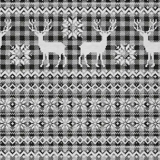 Gray Black And Ivory Animal Print Washable Indoor Outdoor Area Rug Photo 3