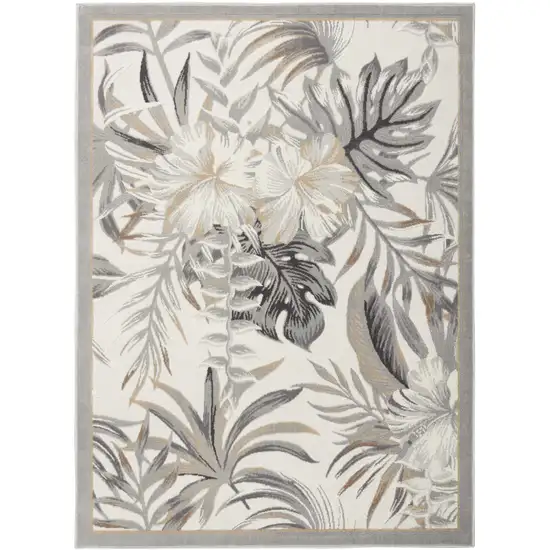 Gray Black And Ivory Botanical Leaves Area Rug Photo 4