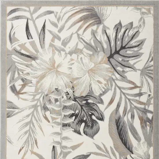 Gray Black And Ivory Botanical Leaves Area Rug Photo 8