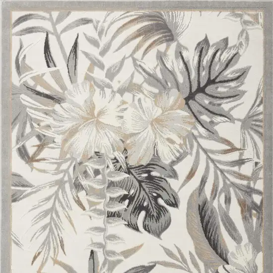 Gray Black And Ivory Botanical Leaves Area Rug Photo 3