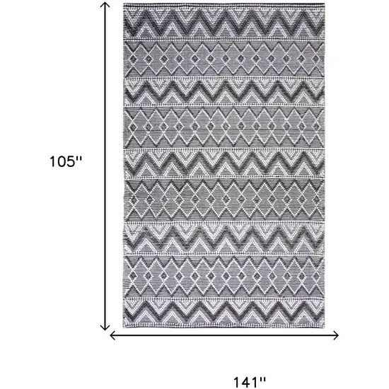 Gray Black And Ivory Chevron Hand Woven Area Rug With UV Protection Photo 6
