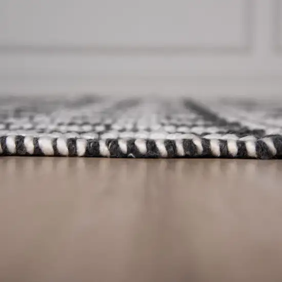 Gray Black And Ivory Chevron Hand Woven Area Rug With UV Protection Photo 5