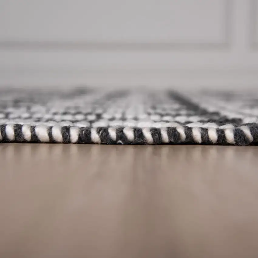 Gray Black And Ivory Chevron Hand Woven Area Rug With UV Protection Photo 5