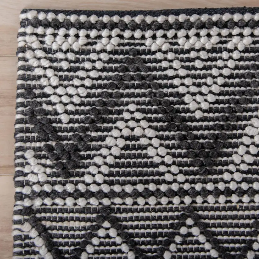 Gray Black And Ivory Chevron Hand Woven Area Rug With UV Protection Photo 2