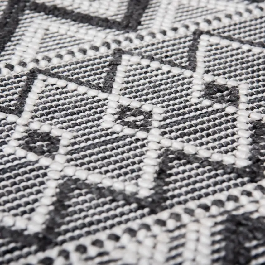 Gray Black And Ivory Chevron Hand Woven Area Rug With UV Protection Photo 3