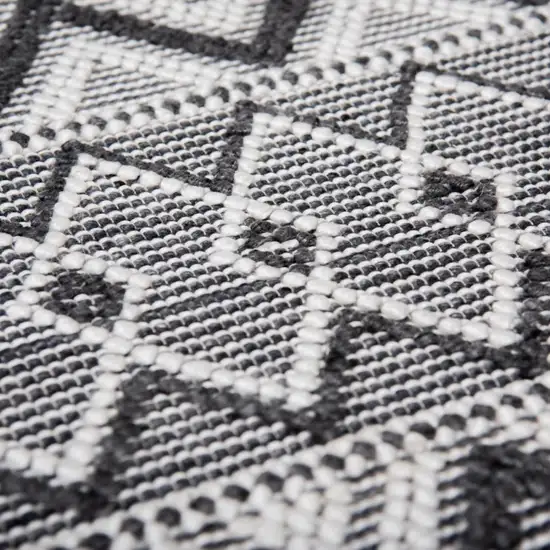 Gray Black And Ivory Chevron Hand Woven Area Rug With UV Protection Photo 3