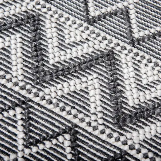 Gray Black And Ivory Chevron Hand Woven Area Rug With UV Protection Photo 4