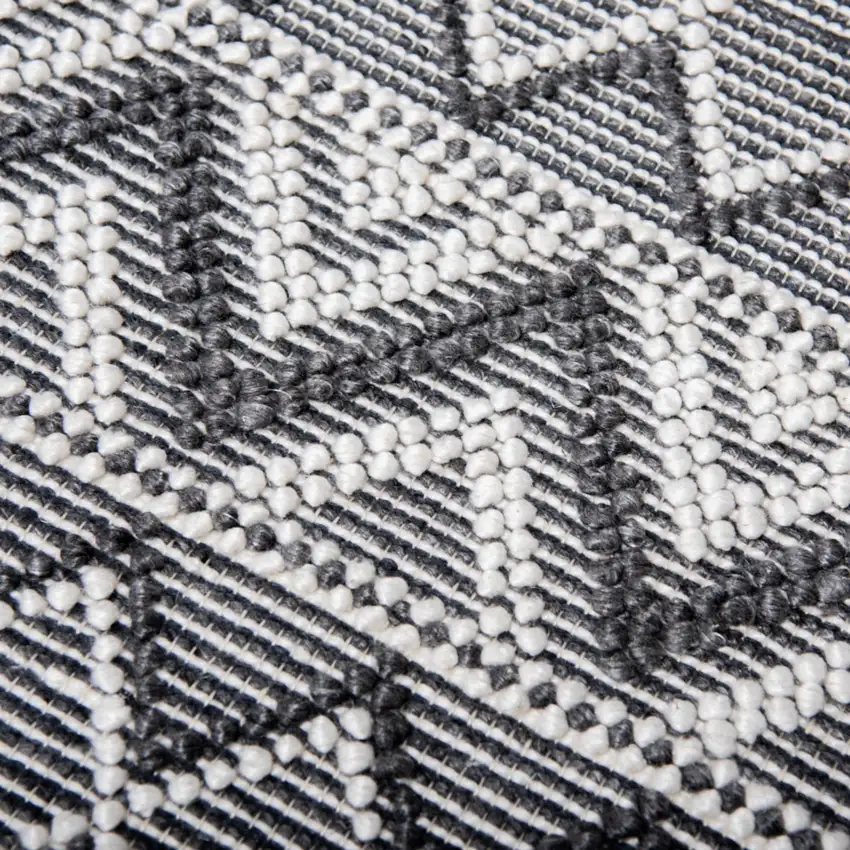 Gray Black And Ivory Chevron Hand Woven Area Rug With UV Protection Photo 4