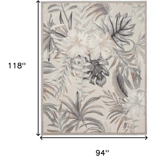 Gray Black And Ivory Floral Area Rug Photo 3