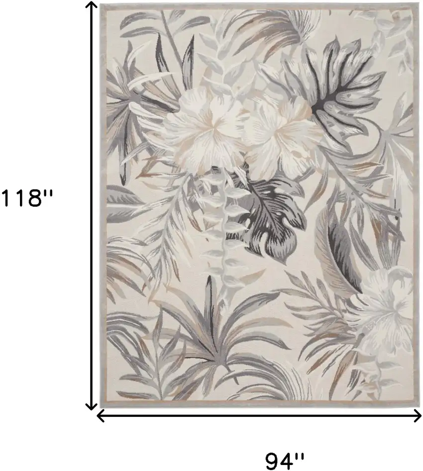 Gray Black And Ivory Floral Area Rug Photo 3