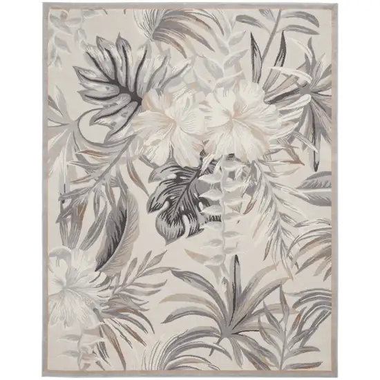 Gray Black And Ivory Floral Area Rug Photo 7