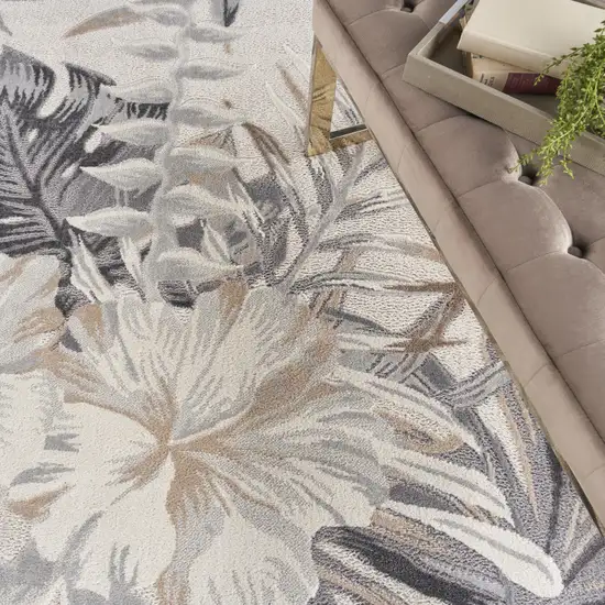 Gray Black And Ivory Floral Area Rug Photo 4