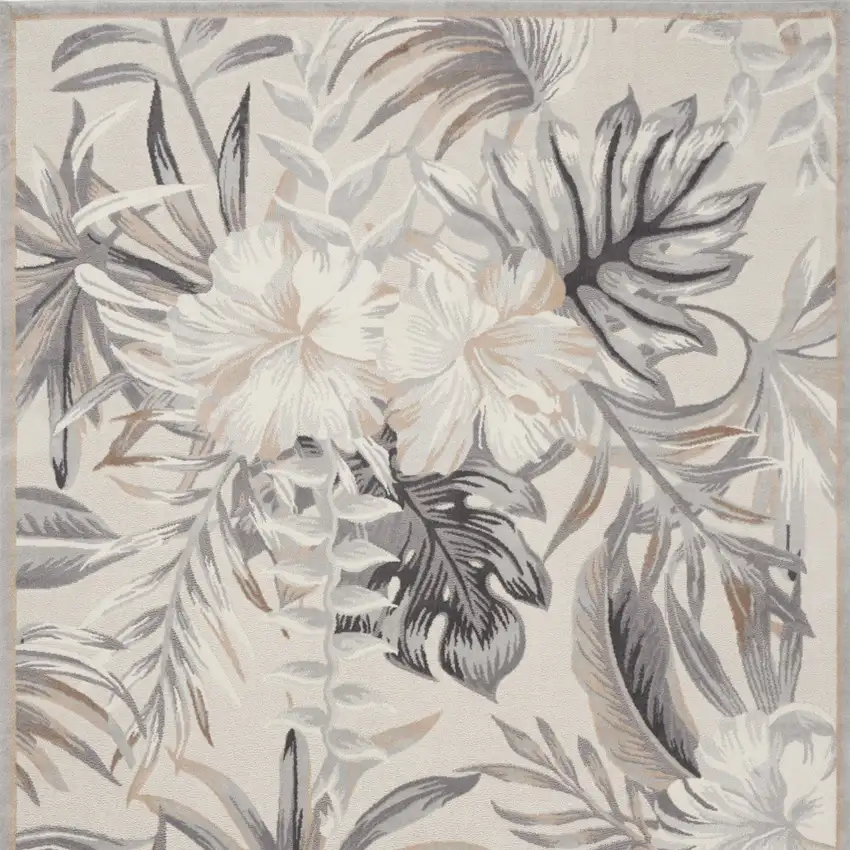 Gray Black And Ivory Floral Area Rug Photo 6