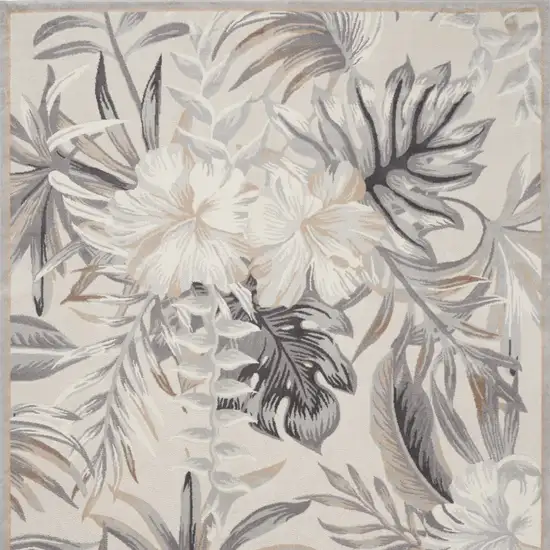 Gray Black And Ivory Floral Area Rug Photo 6