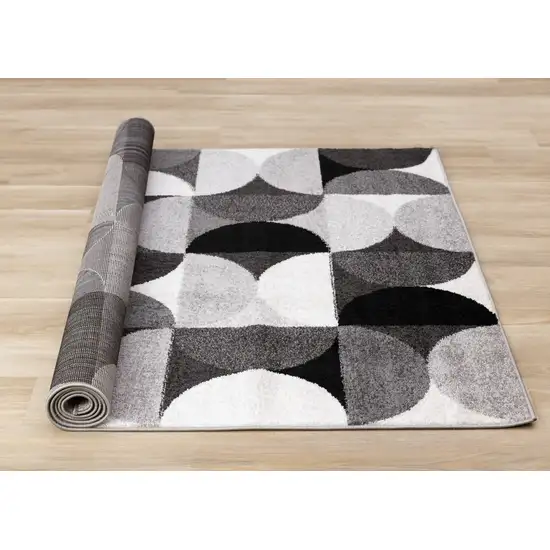 Gray Black And Ivory Geometric Area Rug Photo 6