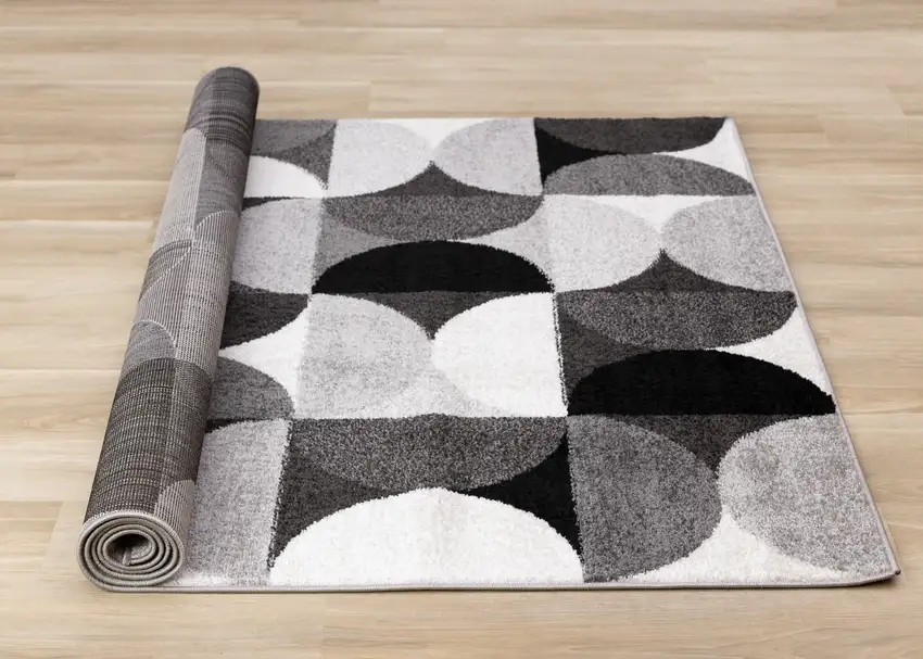Gray Black And Ivory Geometric Area Rug Photo 6