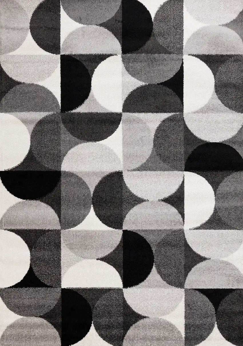 Gray Black And Ivory Geometric Area Rug Photo 2