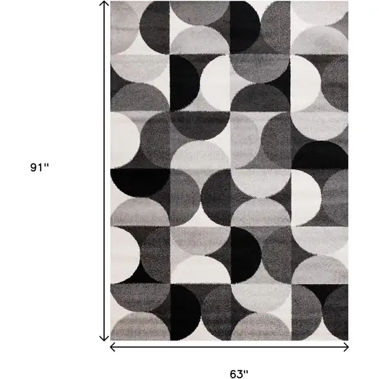 Gray Black And Ivory Geometric Area Rug Photo 3