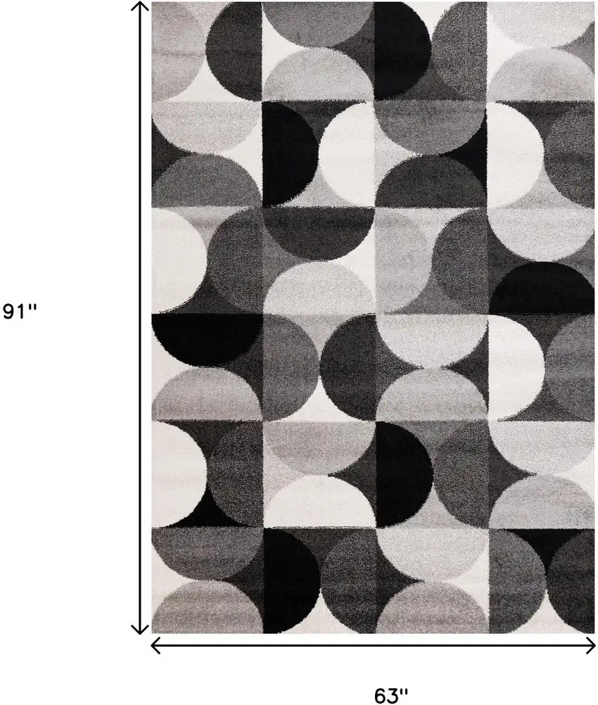 Gray Black And Ivory Geometric Area Rug Photo 3