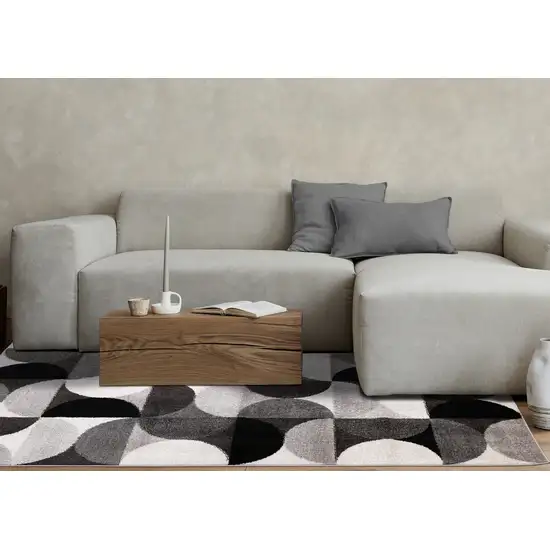 Gray Black And Ivory Geometric Area Rug Photo 7
