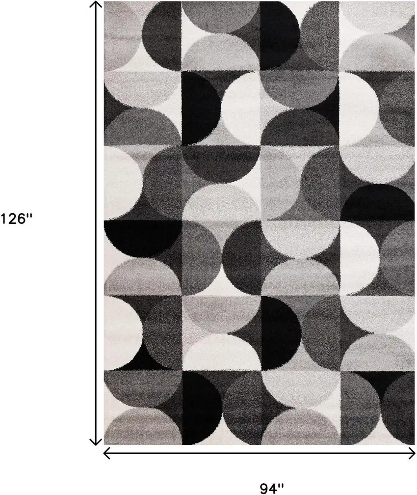 Gray Black And Ivory Geometric Area Rug Photo 3