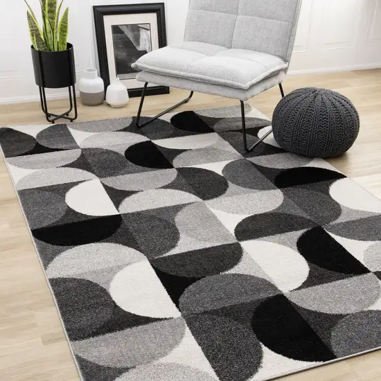 Gray Black And Ivory Geometric Area Rug Photo 6