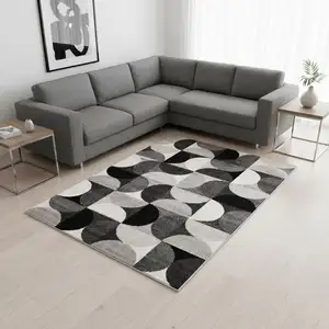 Photo of Gray Black And Ivory Geometric Area Rug