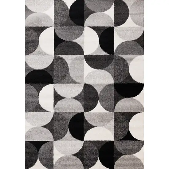 Gray Black And Ivory Geometric Area Rug Photo 5