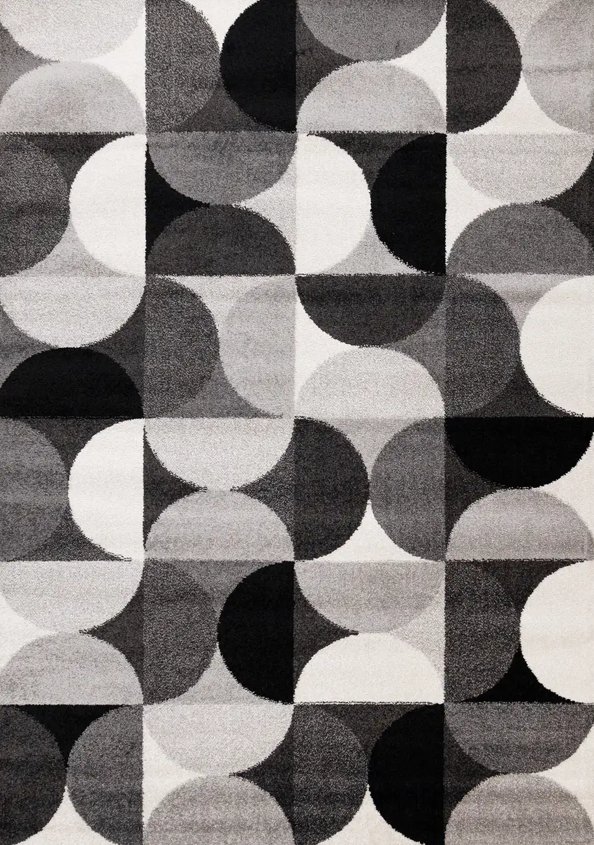 Gray Black And Ivory Geometric Area Rug Photo 5
