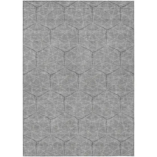 Gray Black And Ivory Geometric Washable Indoor Outdoor Area Rug Photo 2