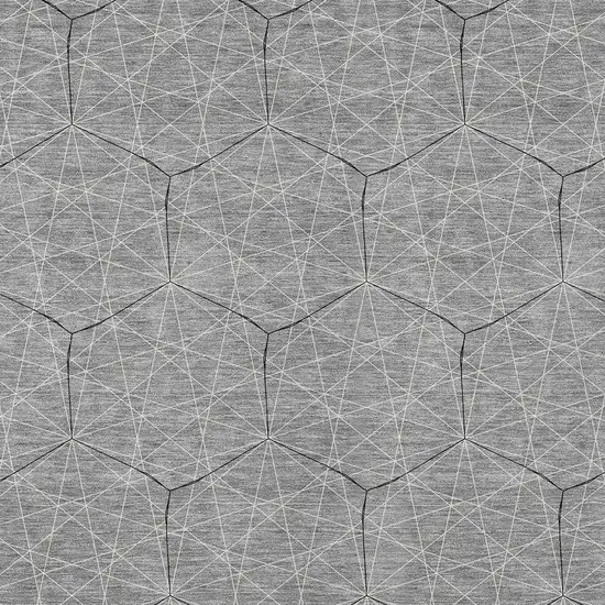 Gray Black And Ivory Geometric Washable Indoor Outdoor Area Rug Photo 5