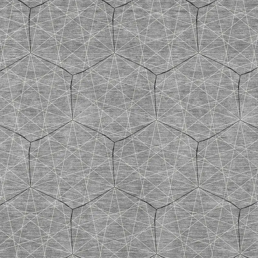 Gray Black And Ivory Geometric Washable Indoor Outdoor Area Rug Photo 5