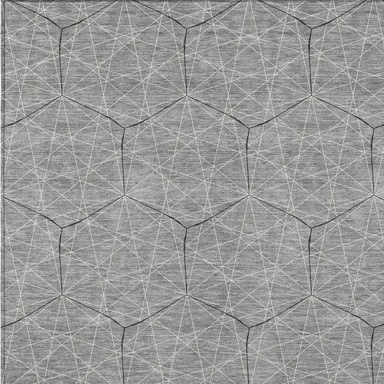 Gray Black And Ivory Geometric Washable Indoor Outdoor Area Rug Photo 5