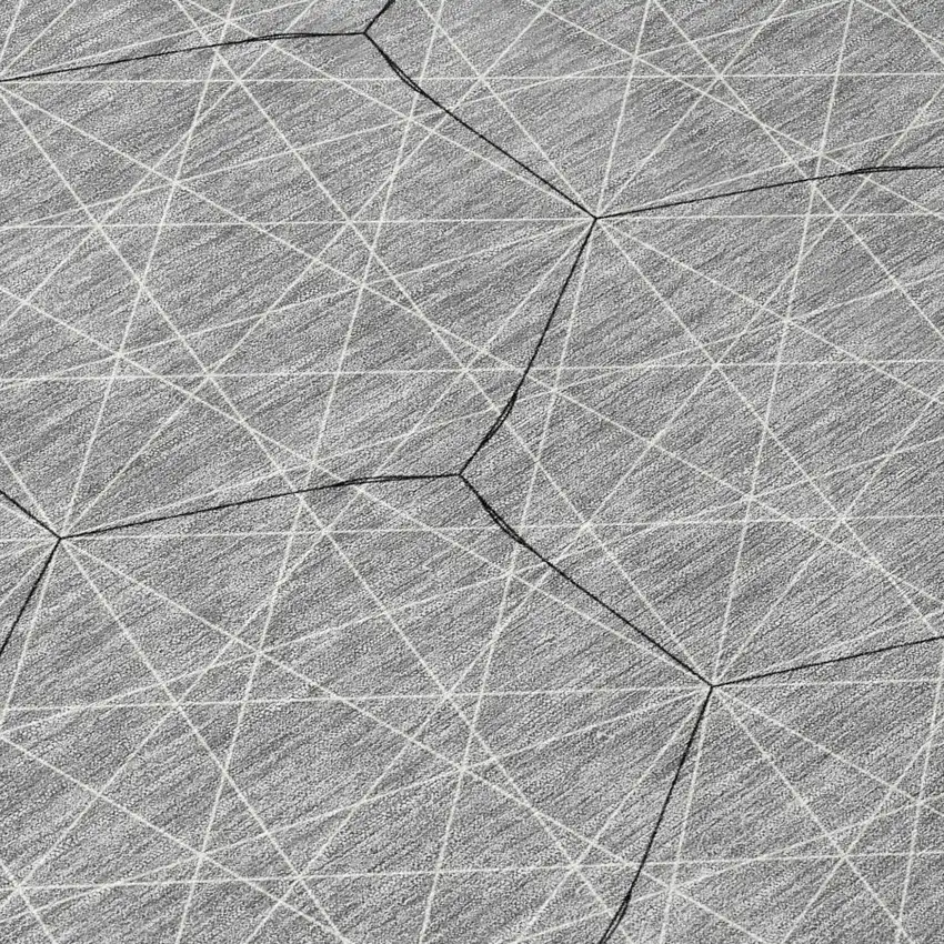 Gray Black And Ivory Geometric Washable Indoor Outdoor Area Rug Photo 7