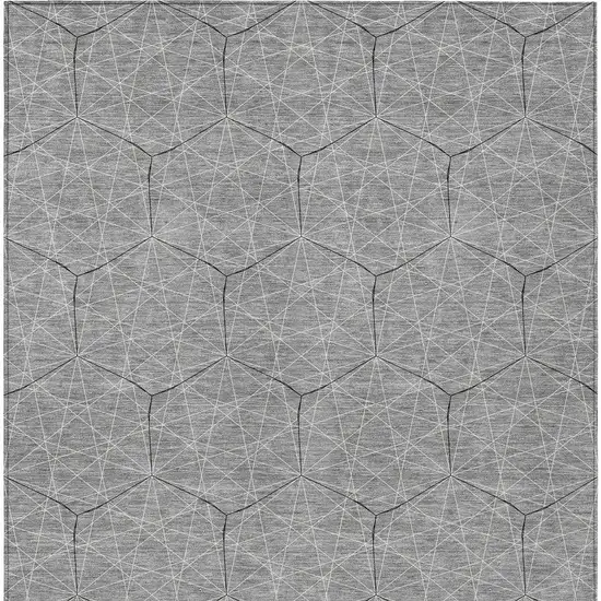 Gray Black And Ivory Geometric Washable Indoor Outdoor Area Rug Photo 6