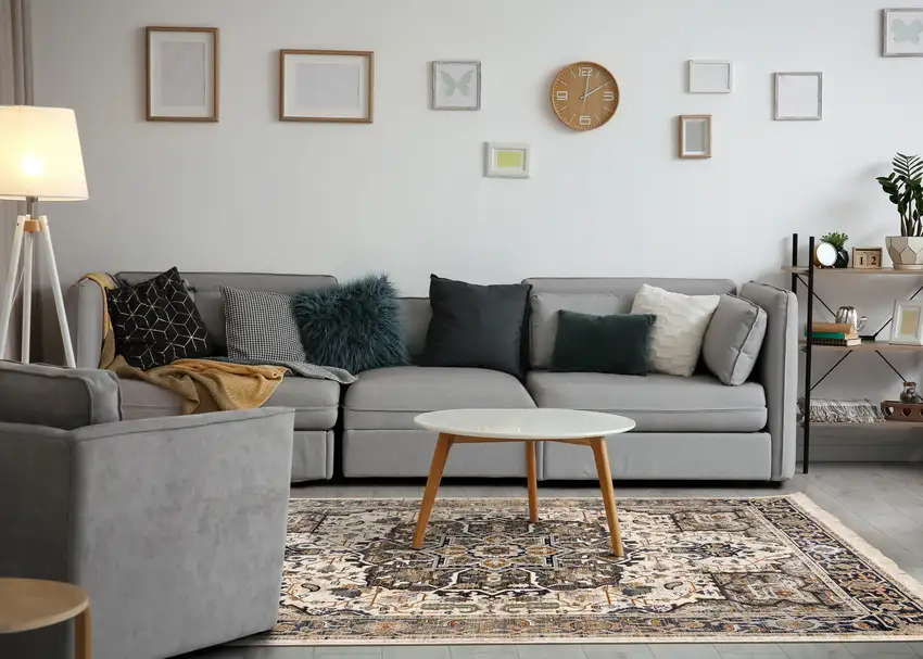 Gray Black And Ivory Medallion Area Rug Photo 6