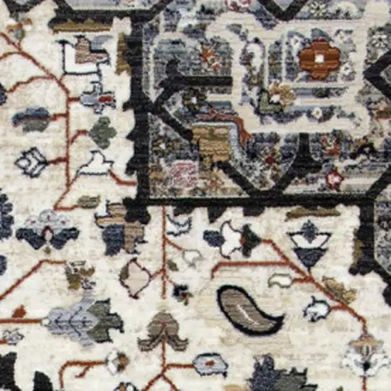 Gray Black And Ivory Medallion Area Rug Photo 3