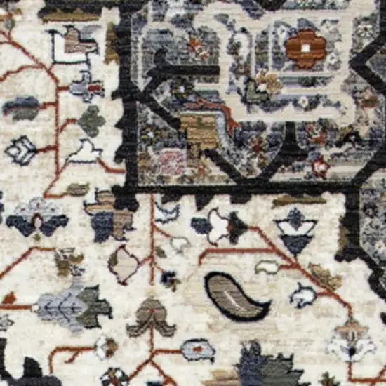 Gray Black And Ivory Medallion Area Rug Photo 4