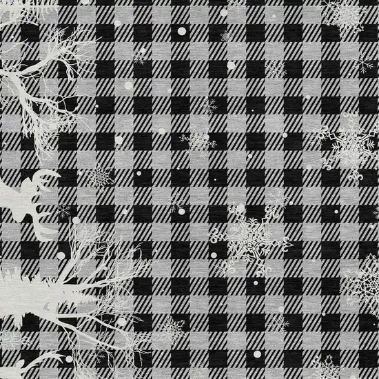 Gray Black And Ivory Plaid Washable Indoor Outdoor Area Rug Photo 3
