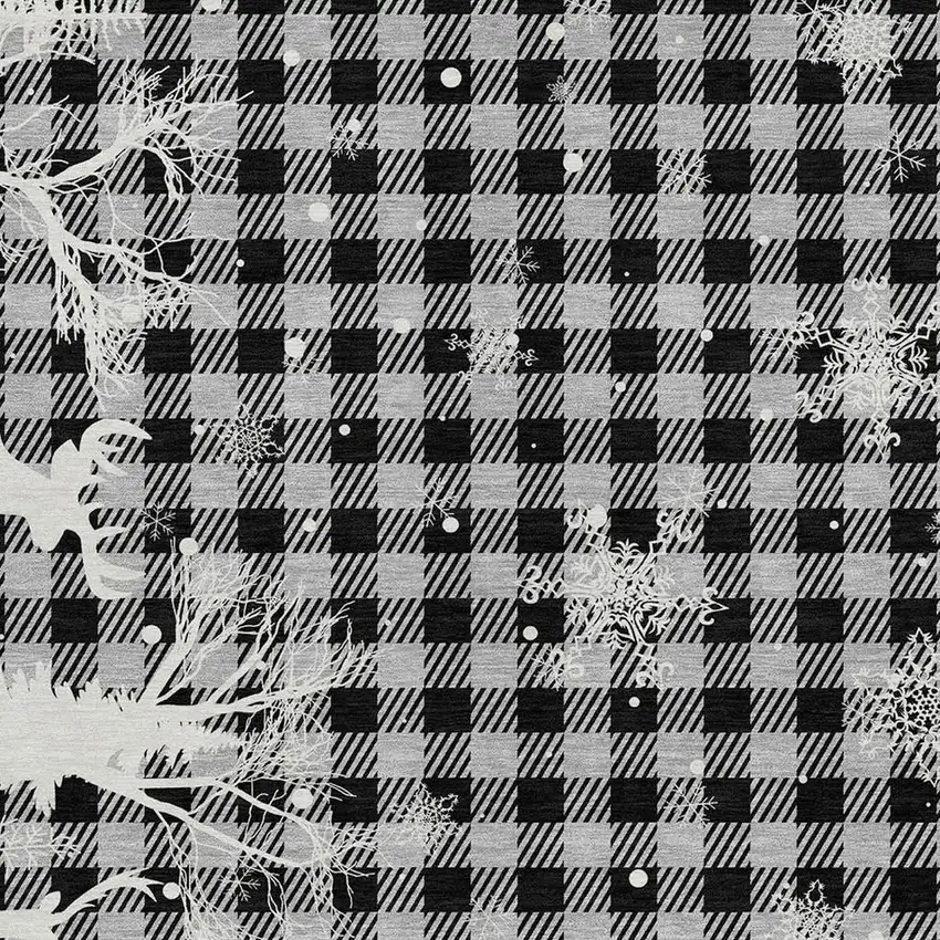 Gray Black And Ivory Plaid Washable Indoor Outdoor Area Rug Photo 3