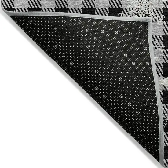 Gray Black And Ivory Plaid Washable Indoor Outdoor Area Rug Photo 5