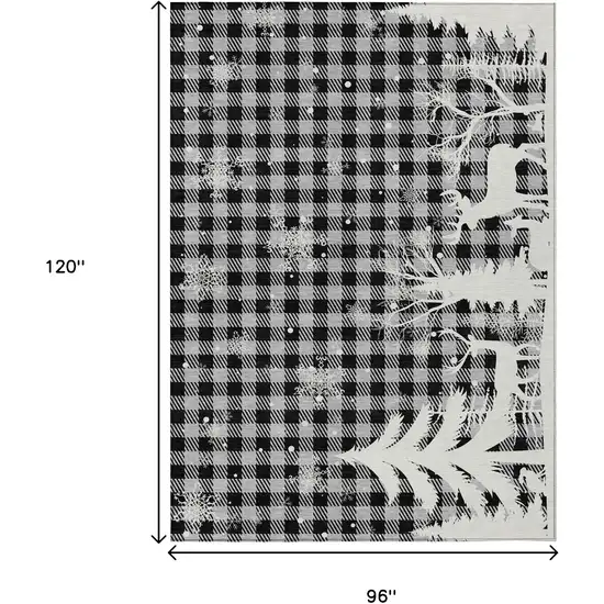 Gray Black And Ivory Plaid Washable Indoor Outdoor Area Rug Photo 9