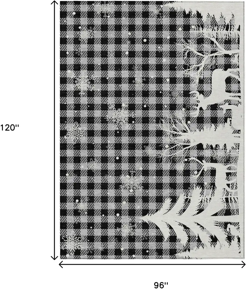 Gray Black And Ivory Plaid Washable Indoor Outdoor Area Rug Photo 9