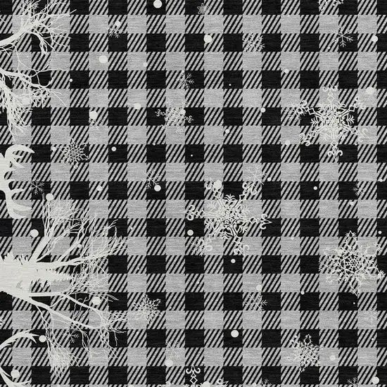 Gray Black And Ivory Plaid Washable Indoor Outdoor Area Rug Photo 3