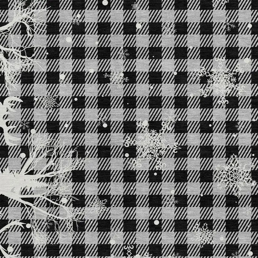 Gray Black And Ivory Plaid Washable Indoor Outdoor Area Rug Photo 3