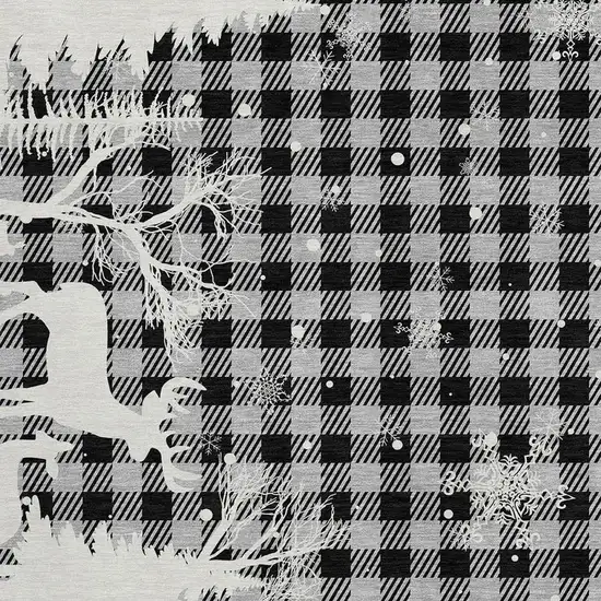 Gray Black And Ivory Plaid Washable Indoor Outdoor Area Rug Photo 3
